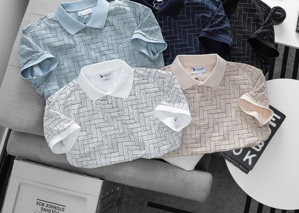 Polo Poly Diamond Print – custom manufacturing by AT Garment Factory, Vietnam